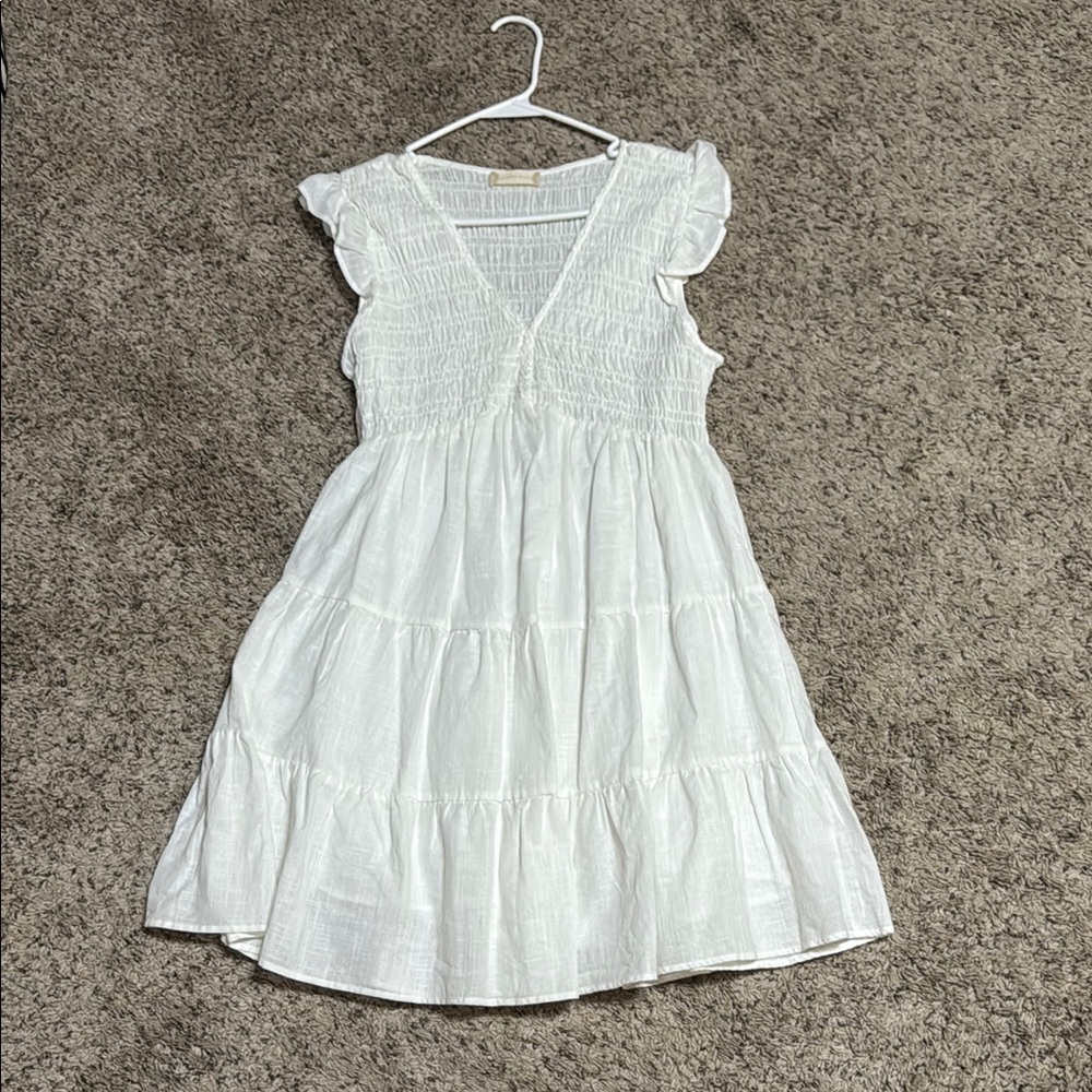 Altar'd State White Ruffled Smocked Sundress